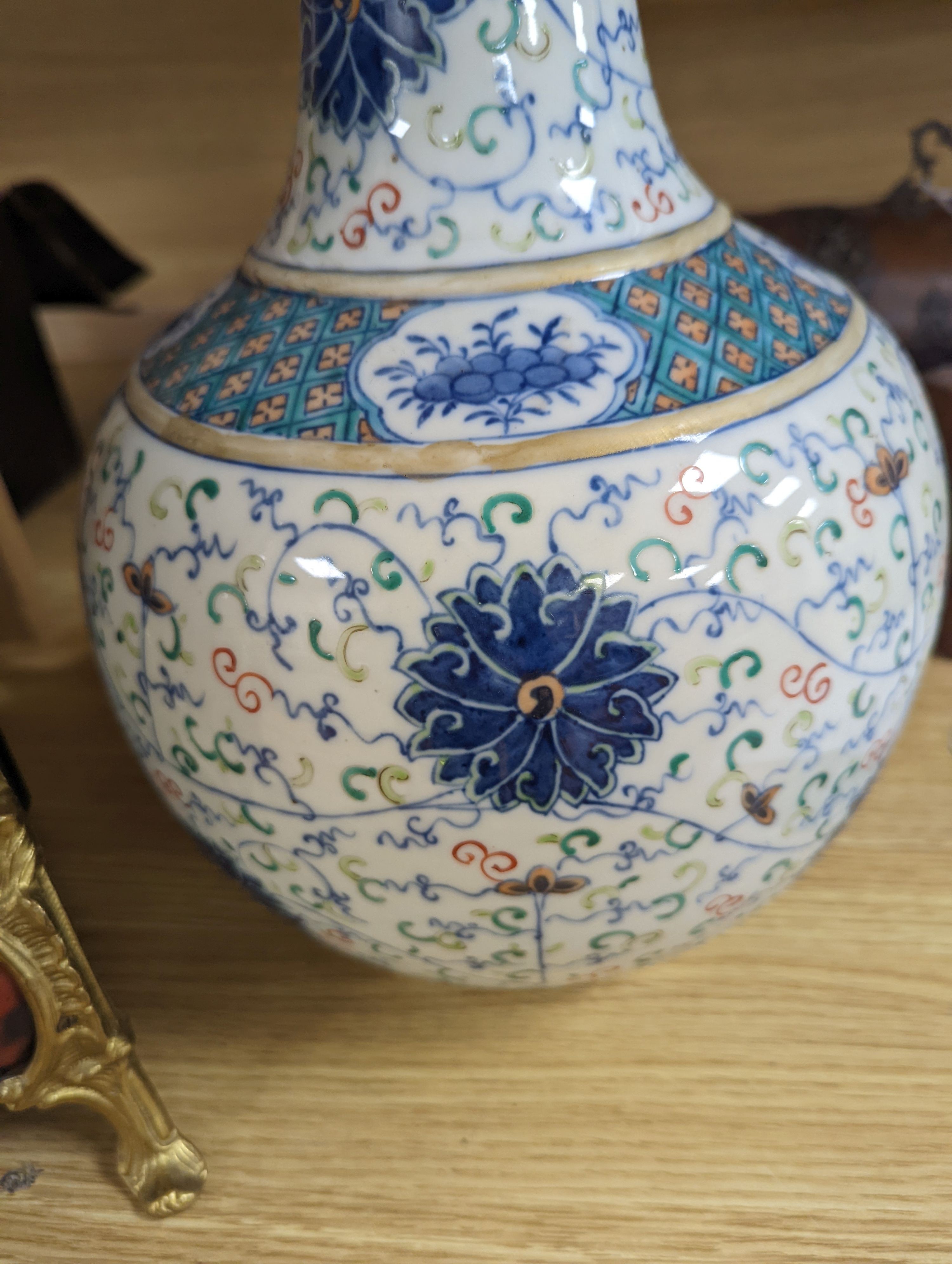 A Chinese doucai bottle vase - 39cm tall